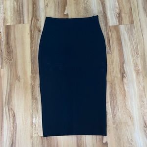 Black bandage midi skirt.